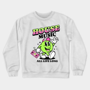 HOUSE MUSIC  - Retro Mascot All Life Long (black/pink/lime) Crewneck Sweatshirt